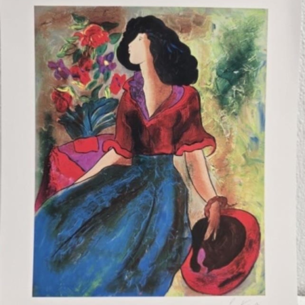 Art Seriolithograph in Color on Paper by L. LeKinff-Afternoon with Polly-COA